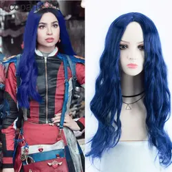 Cosplay mieszane niebieskie centrum rozstał się długie kręcone włosy dla kobiet z filmu 3 akcesoria do peruka fabularnych Anime