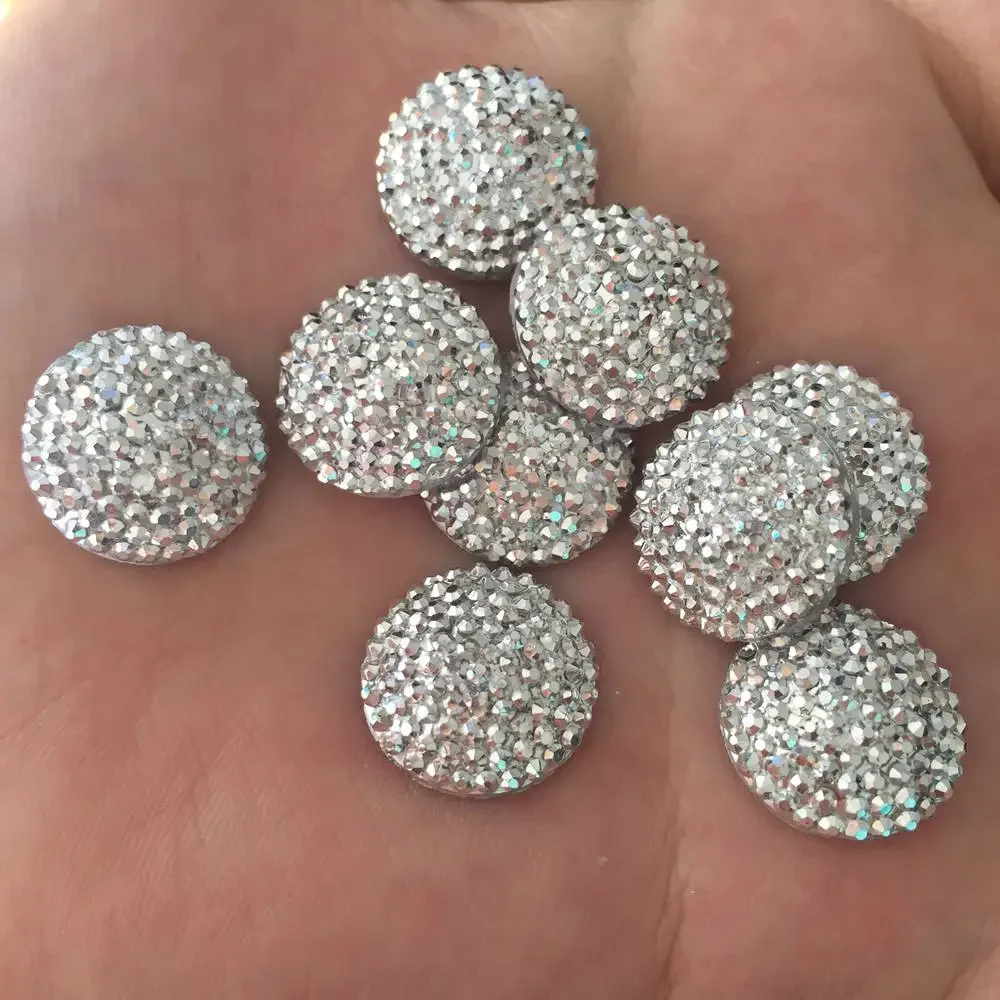 40pcs 16mm Convex Round half bead Flat back rhinestone appliques DIY Wedding scrapbook jewelry stone  craft SF097*2