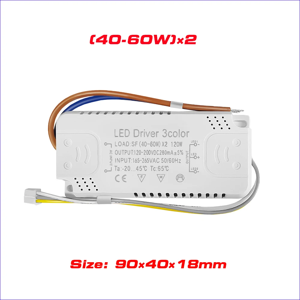 محولات إضاءة LED للسائق لشرائط LED ، AC-60W V ، 40-x 2 ، 60-80x2 ، 240mA ، 3 ألوان