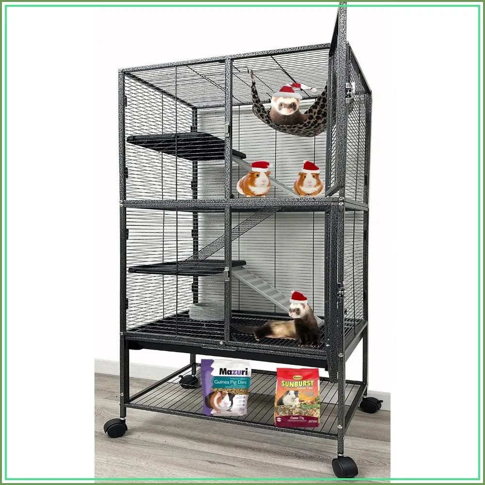 4-Tier Double Unit Small Animal Cage 31x18.5x53.5H Wheels 1/2in Wire