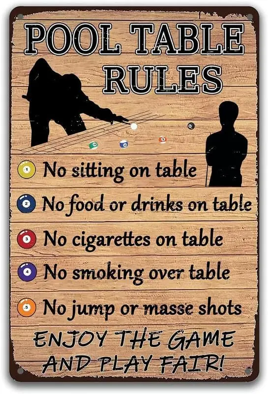 MATou Wall Decor For Pool Table Room Rules Tin Sign Billiard Room Decorations Funny Billiards Metal Signs Vintage Bar Pool  sign