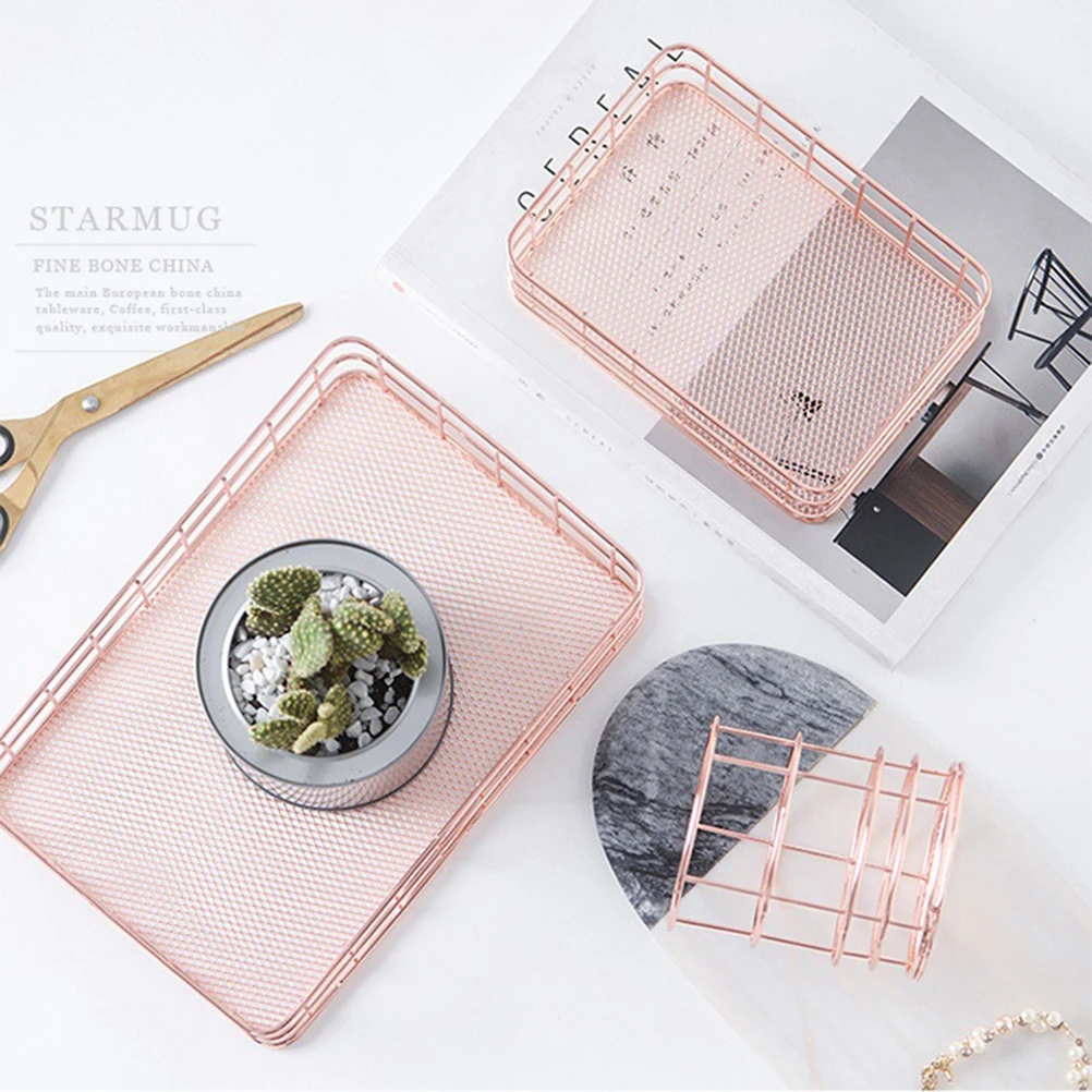 

1PC Wrought Iron Storage Basket Metal Pen Container Desktop ganizer Golden Lightweight Sturdy Portable for Cosmetics