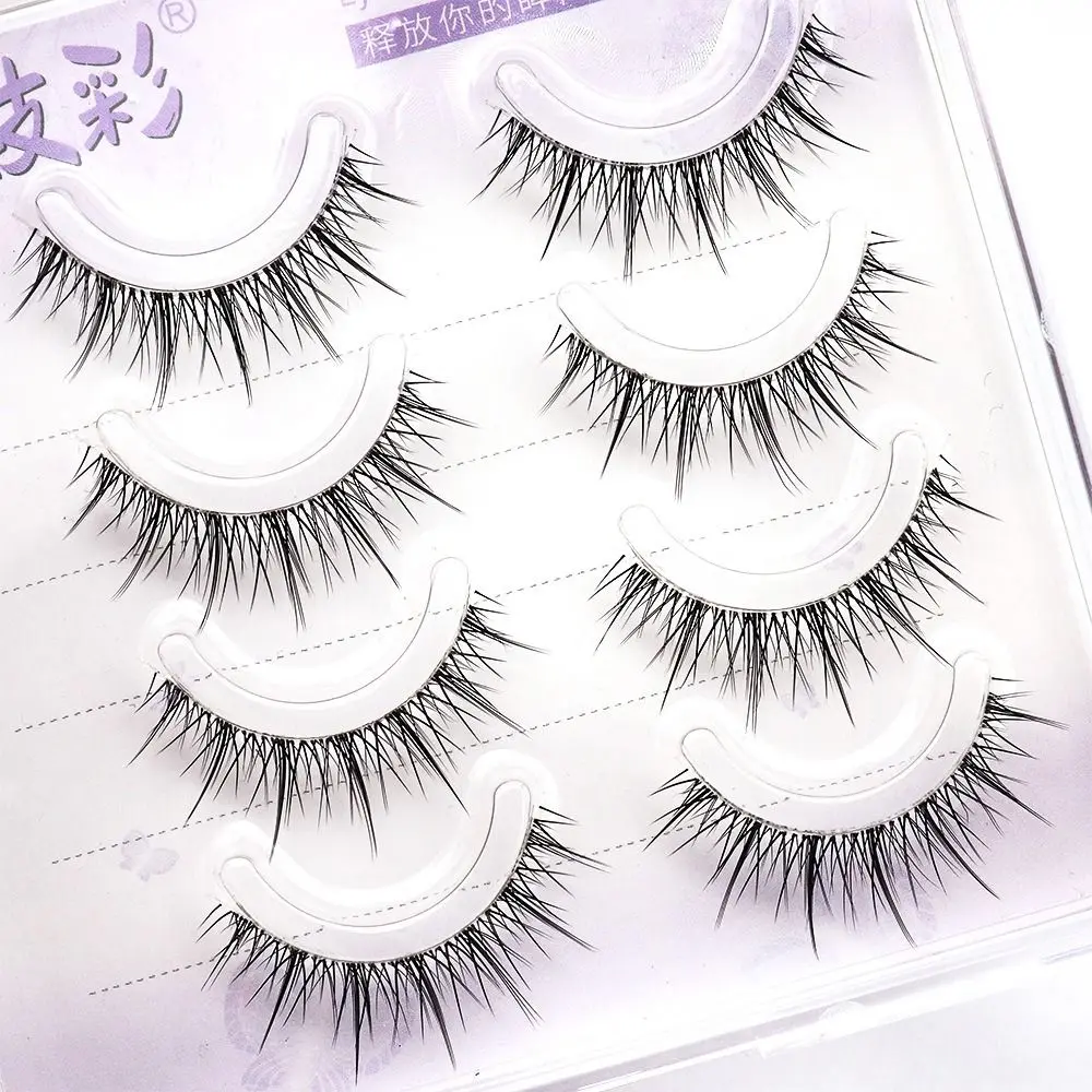 Faux cils d'aspect naturel pour femmes, bande transparente de maquillage thaïlandais, cils manga, contaminants, Py Fluffy Anime, nickel é, 4 paires