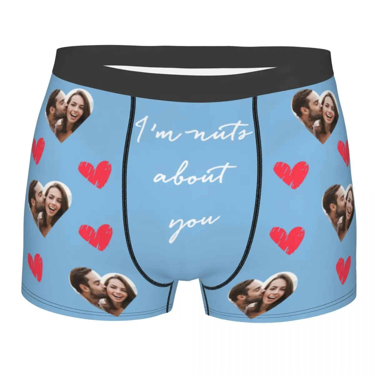 Custom Faces Print Boxer Briefs for Men Love Heart Photo Underwear Gifts Christmas Gift Boyfriend Birthday Present