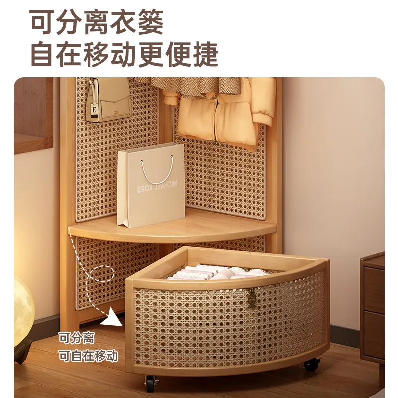 Coat rack, floor ceiling, household, rattan, corner cabinet, drying clothes, corner, multi function