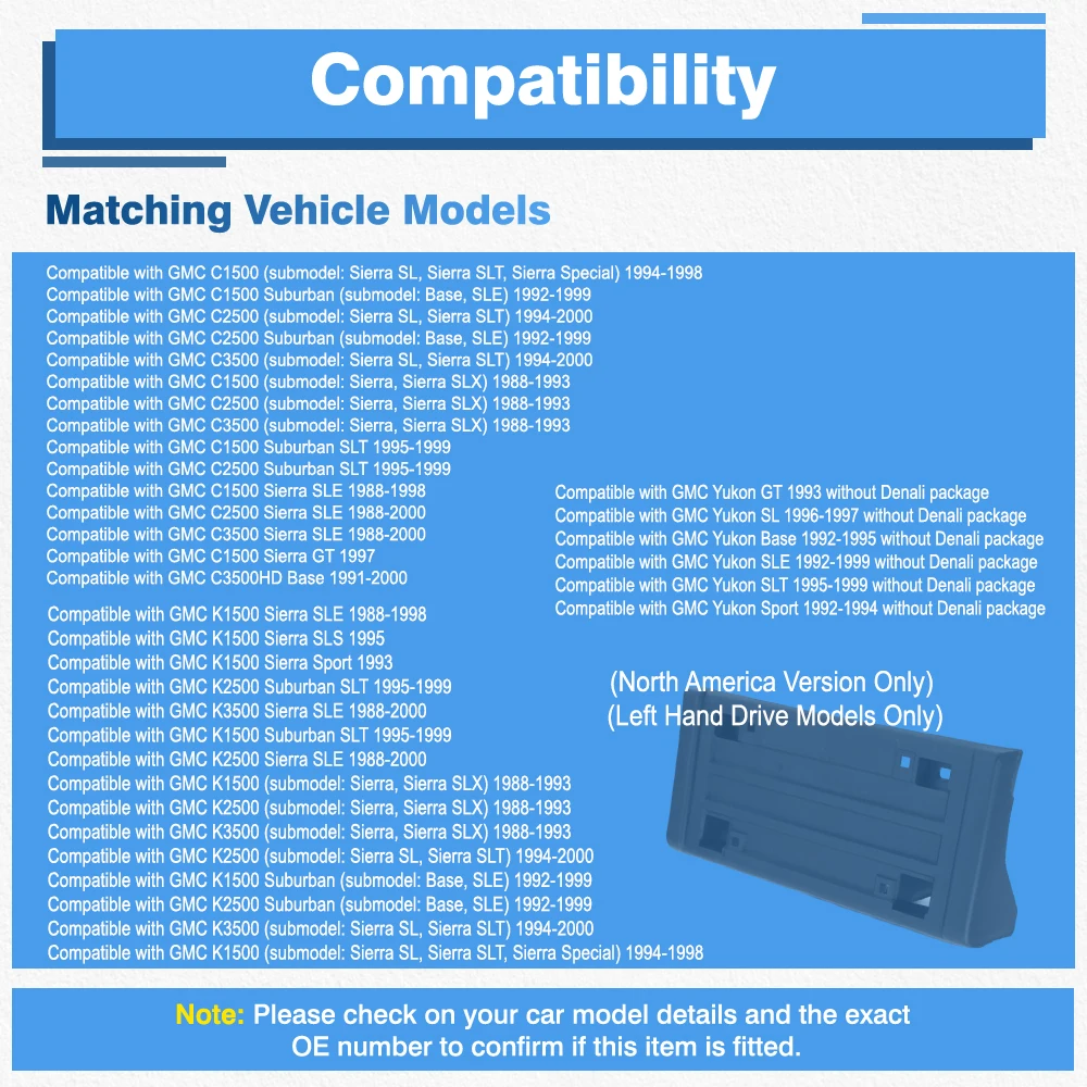 Für Chevrolet GMC C1500 C2500 C3500 K1500 K2500 K3500 GMC Yukon Frontschürze Kennzeichen Montage Halterung GM1068102 15990676 – Detail 16