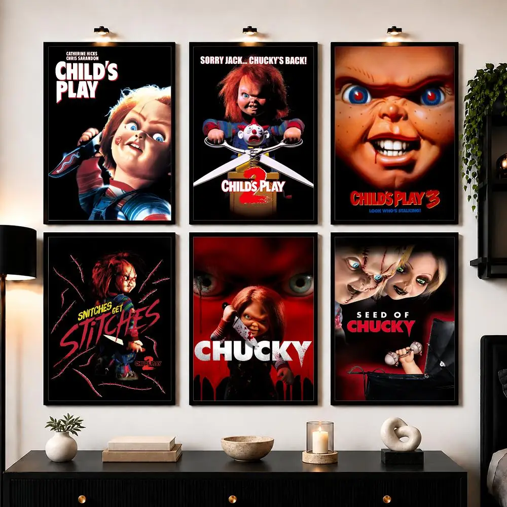 Horror Movie C-Child's Play Chucky Poster Wall Art Print Sticker for Bedroom Living Room Dorm Office Modern Home Decor