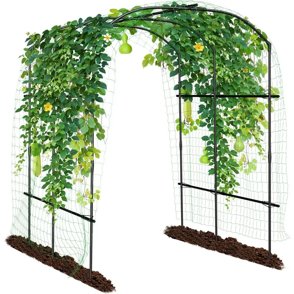 

Садовая арка-пергола, металлическая арка для вьющихся растений на открытом воздухе, 87 x 71 x 75 дюймов, высокая арочная конструкция для поддержки растений или винограда, огурцов