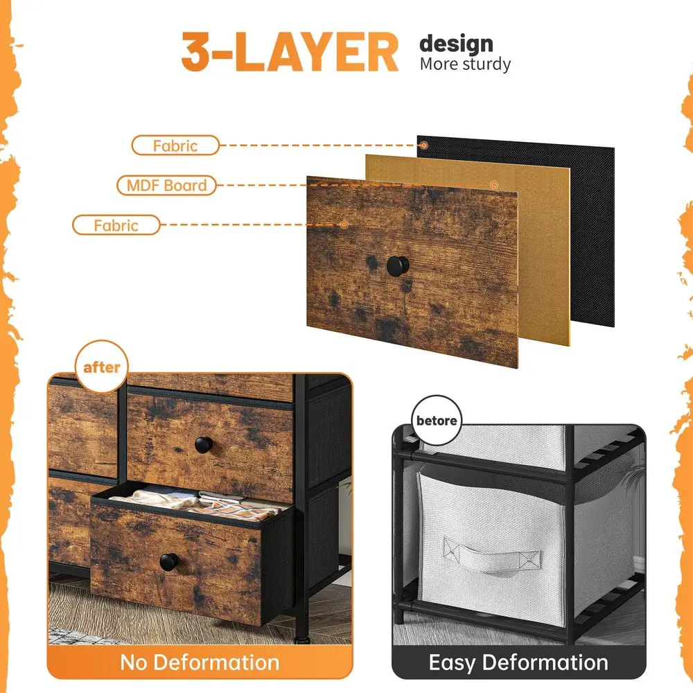 Dresser for Bedroom with 13 Fabric Dresser, TV Stand for 40,50,55 inch Tv, Dressers amp Chest of Drawers for Living Room, Hallwa
