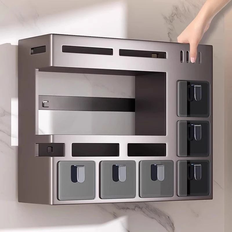 

Kitchen seasoning rack Household nonpunching storage box moisturproof sealed multifunctional tank