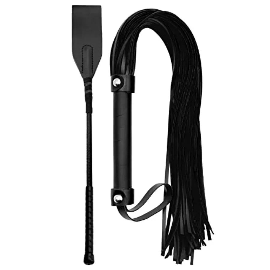 

Leather Riding Crop for Adult Play, Faux Leather Riding Flogger Whip Black 18" for Play Paddle for Adults