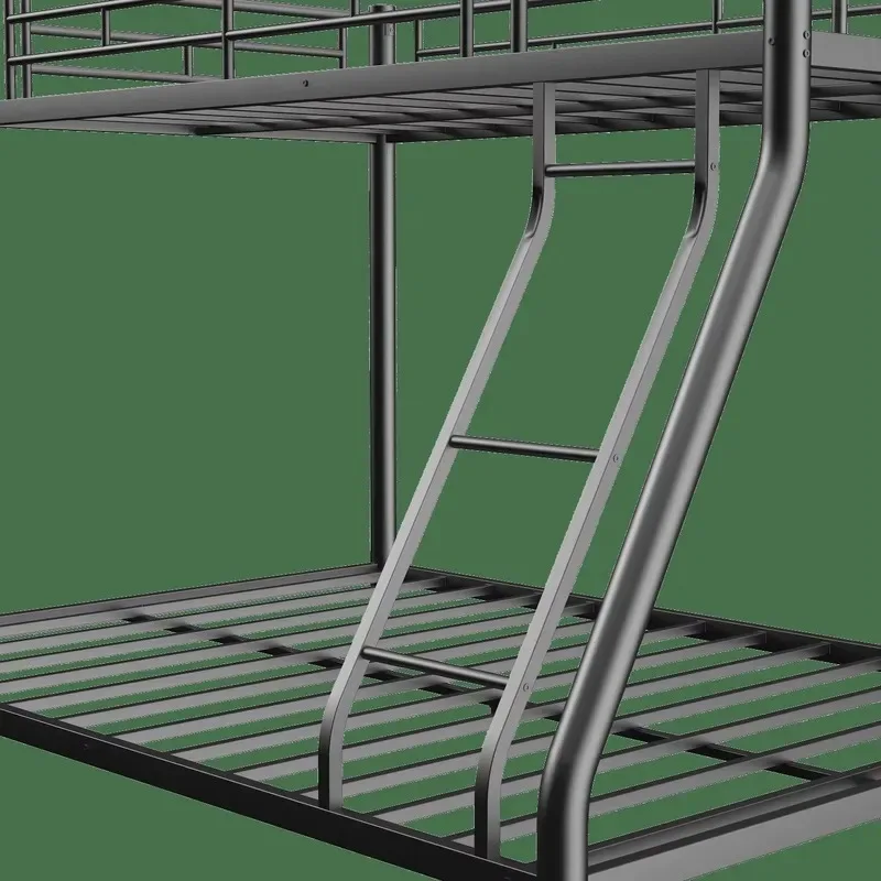 Heavy Duty Full Metal Bunk Bed Frame with Full Length Guardrail and Double Ladder Noise Free for Teenagers and Adults