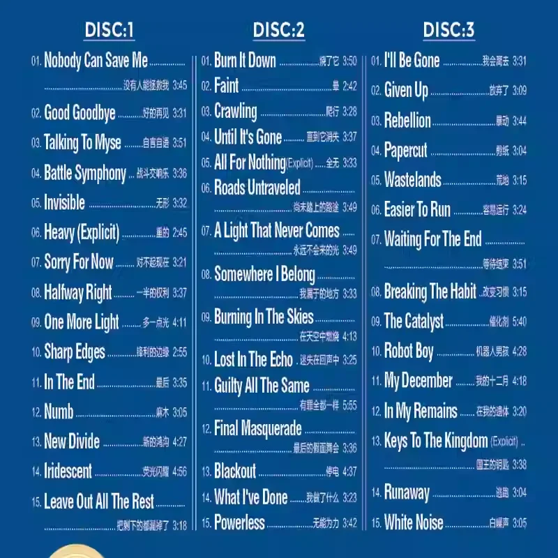 Álbum de Rock Alternativo Linkin Park - CD de Música com os Melhores Hits, Coleção Completa de Música, Trilhas Sonoras para Cosplay, Caixa de Presente