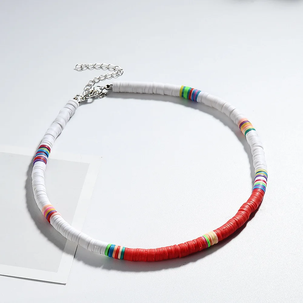 Bohemian Ceramic Clay Necklace Female Ethnic Style Simple Handmade String Soft Pottery Necklace Hawaiian Holiday Style Jewelry