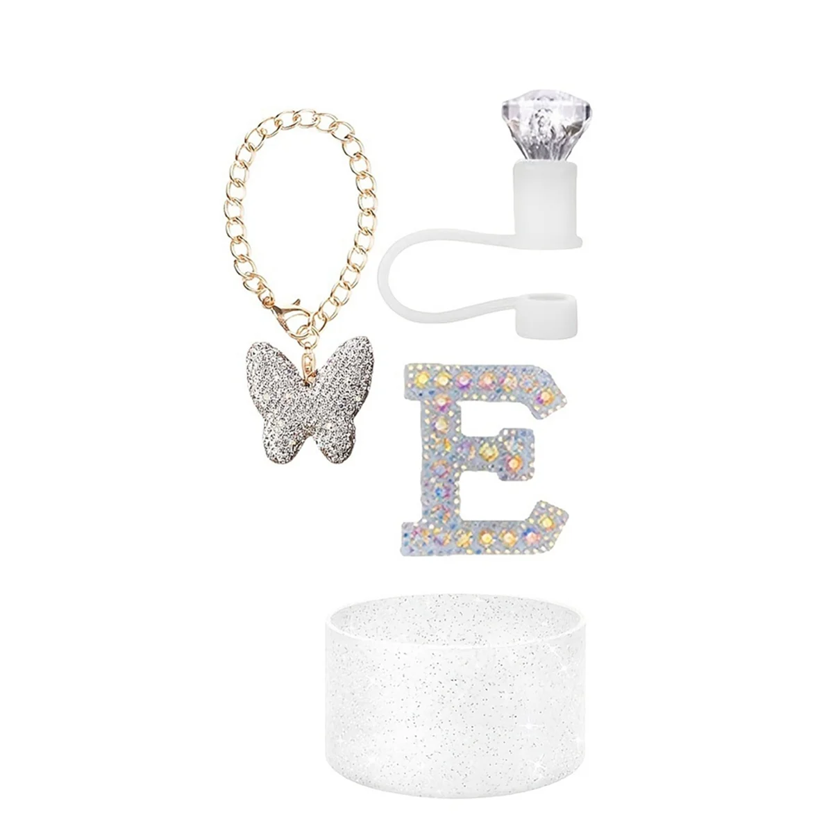 AB51 Personalized Tumbler Accessories for StanleyCup, Initials Decorations, Leak Stopper, Straw Cover Cap, Letter Charms