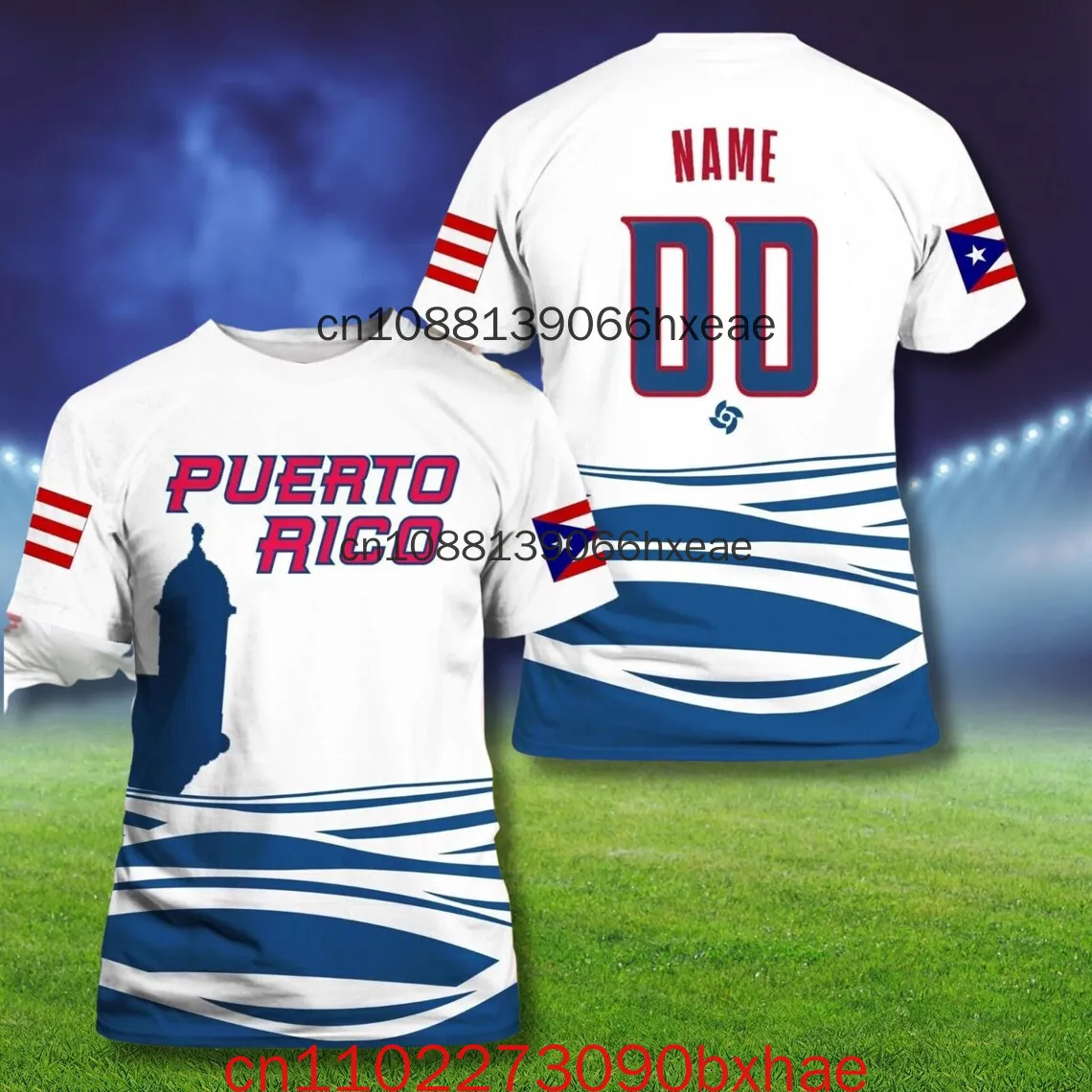 

2026 New Custom Puerto Rico Flag Men's T-Shirt 3D Print Personalized White Football Shirt with Name and Number