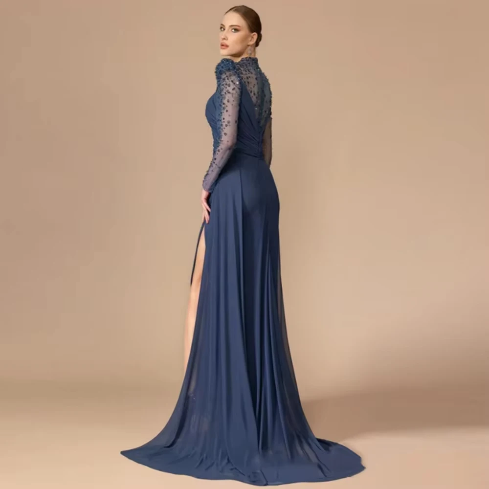 Customized Split A Line Mother of the Wedding Dress Chiffon Formal Gown Beading For Women Sequined Wedding Party Dresses