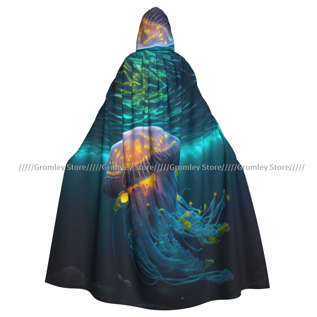 Unisex Halloween Cloak Jellyfish In The Sea Cape Hooded Medieval Costume Witch Wicca Vampire