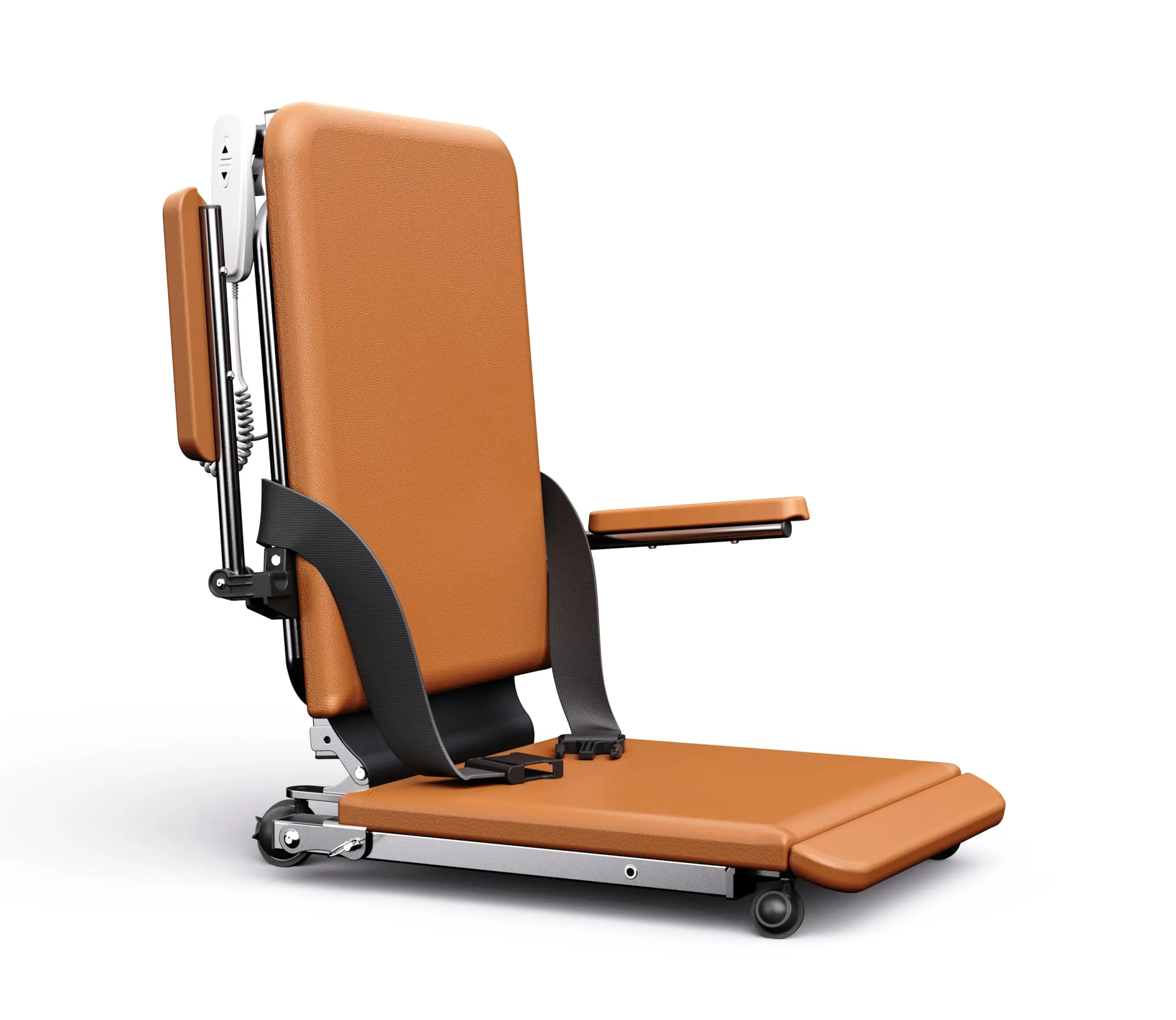 Steel Electric Floor Lift Chair with Wheels and PU Cushion, Floor Lift for Elderly, 440 LBS Capacity, Seat Belts and