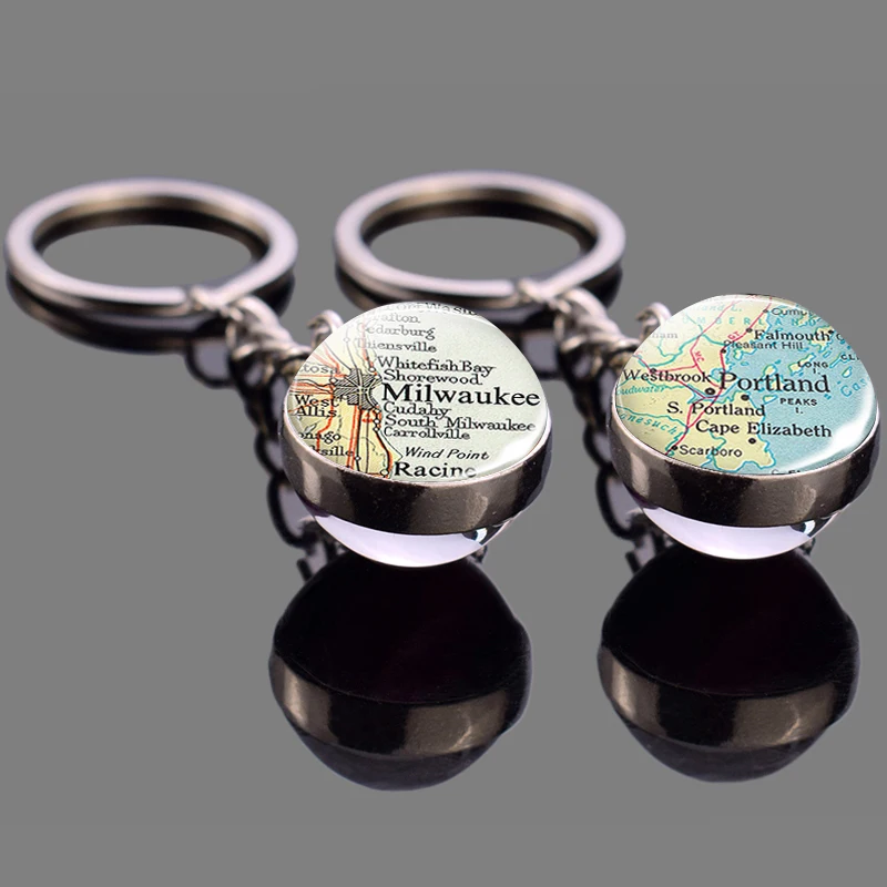 Fashion Souvenir Keyring South America Countries Map Glass Ball Keychain Brazil Bolivia Argentina Map Keychain Jewelry Pendant