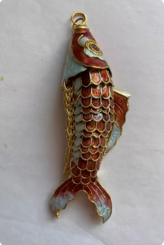 Vintage Cloisonne Enamel 4.72 inch Large Goldfish  Pendants DIY Animal Fish Charms Chinese Traditional Handicrafts Ornament