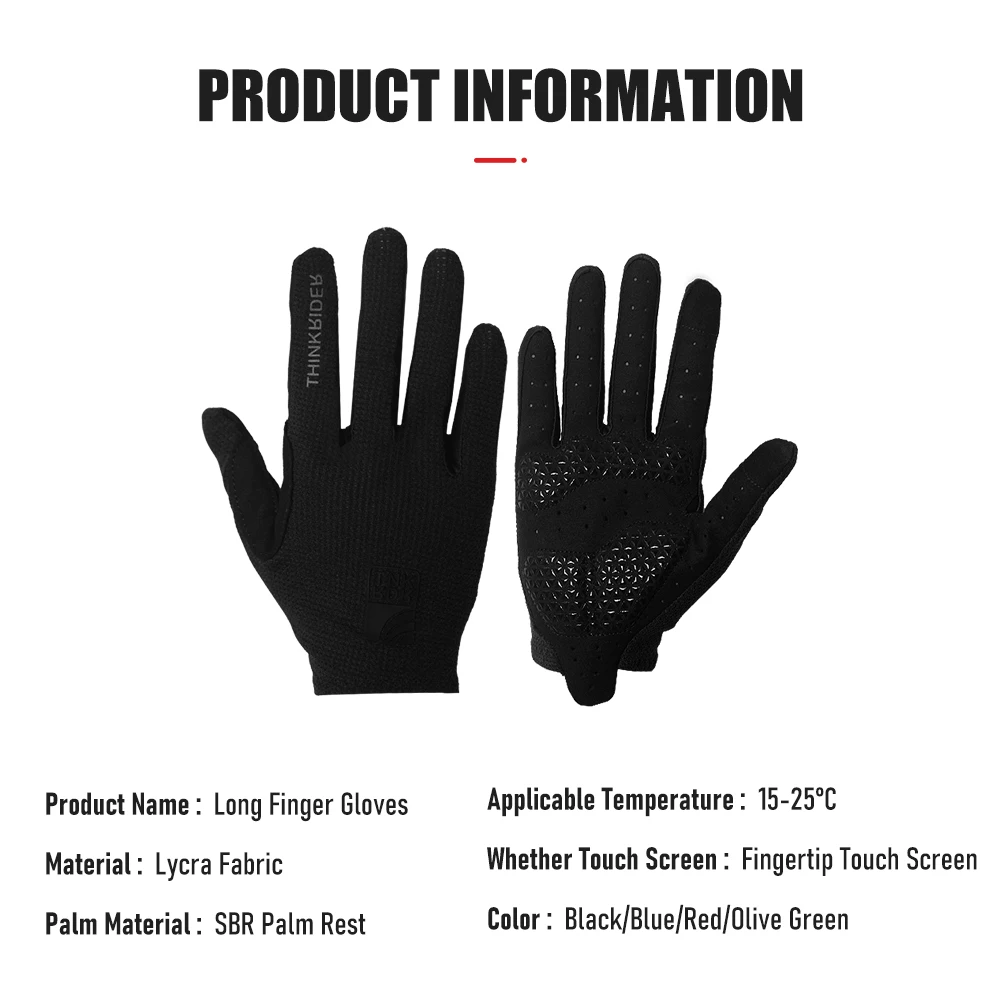 ThinkRider Cycling Gloves Long Full Fingers Sports Touch Screen Sports Women Men Summer long finger gloves MTB Road Riding