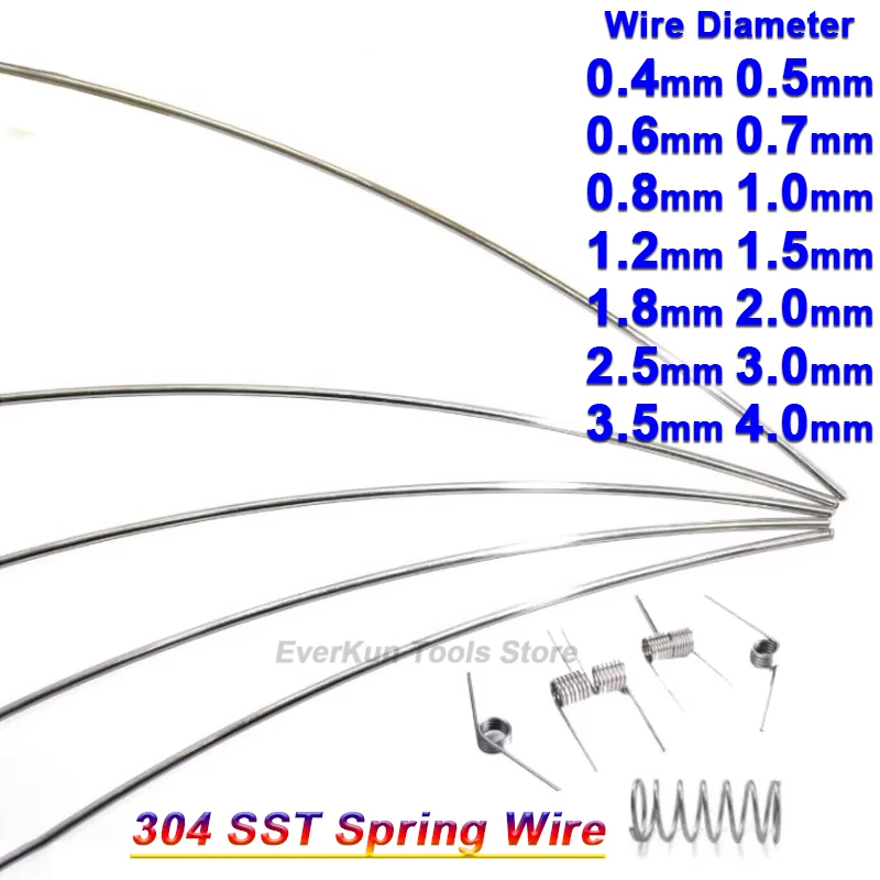 Spring Wire 304 Stainless Steel Wire 0.4/0.5/0.6/0.7/0.8/1/1.2/1.5/1.8/2/2.5/3/3.5/4mm Single Strand Lashing Elastic Steel Wires