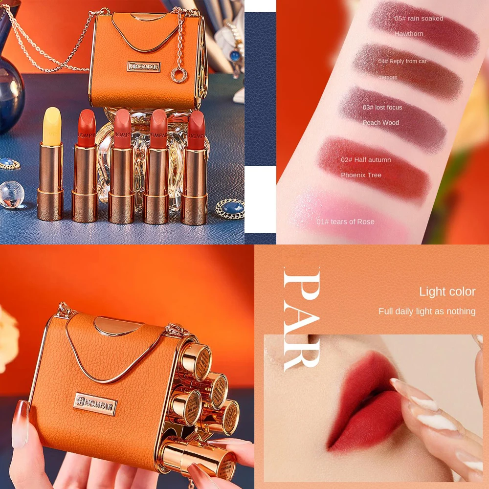 Makeup Korean Matte Lipstick Set Waterproof Long Lasting Leather Bag Velvet Vitamin Lip Gloss Kit Box Private Label Lip Tint