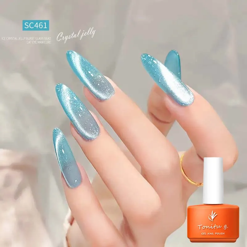 

Magnetic Cat Eye Gel Nail Crystal Glitter Glossy Glassy Romantic Galaxy Moonlight Nail Polish for Holiday Party Birthday