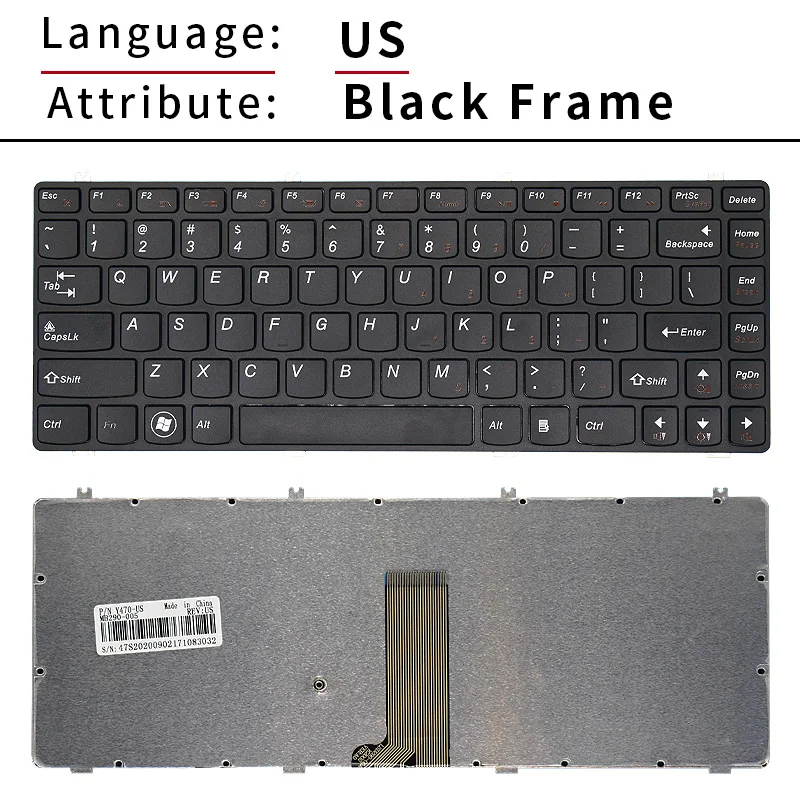 Teclado para portátil Lenovo IdeaPad Y470, Y470N, Y470P, Y471, Y471A, Y475, Y470A, Y470AP, Y471AP