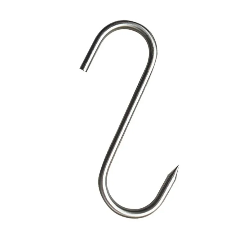 Stainless Steel S Hooks with Sharp Tip Utensil Meat Clothes Hanger Hanging Hooks for Butcher Shop Kitchen Baking Tools