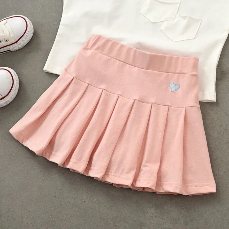 Girls\' New All-Match Pleated Culottes Medium And Small Children\'S Summer Skirt With Inner Safety Pants Student Uniform Skirts