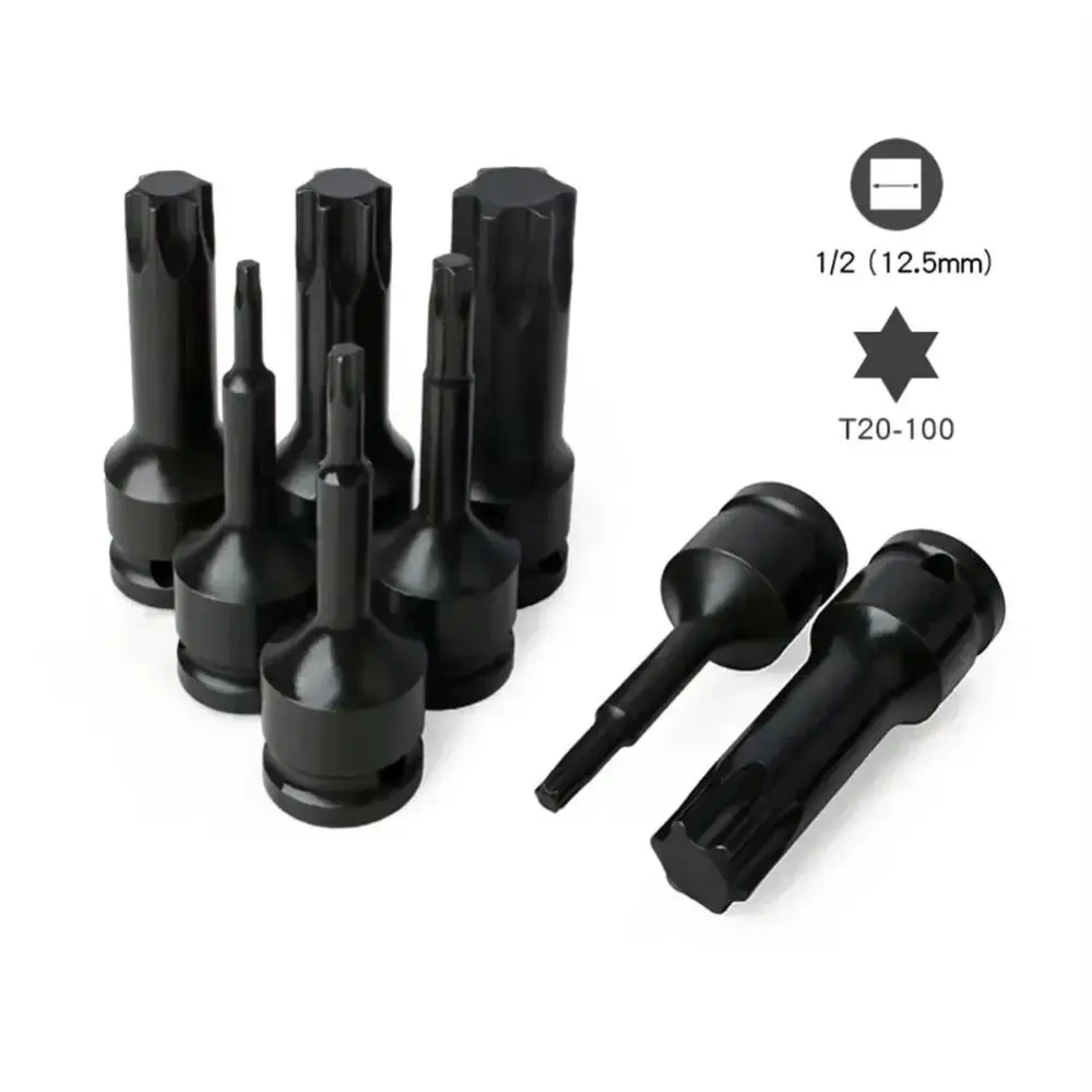 

1 шт. новый метрический адаптер для электрической дрели с хвостовиком 1/2 дюйма, длина 78 мм, длинная головка Torx T20-T100, торцевой ключ из стали Cr-Mo