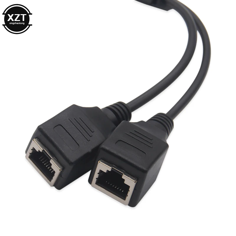 RJ45 1 Male to 2 Female Socket Port LAN Ethernet Network Splitter Y Stable Transmission Network Lead Extender Extension Cable