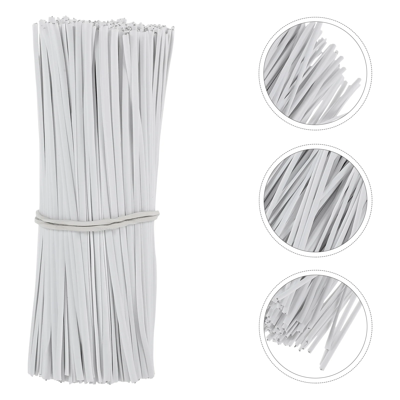 1000 Pcs Wire Iron Core Tie Small Ties Cable Management Electric Cord for White