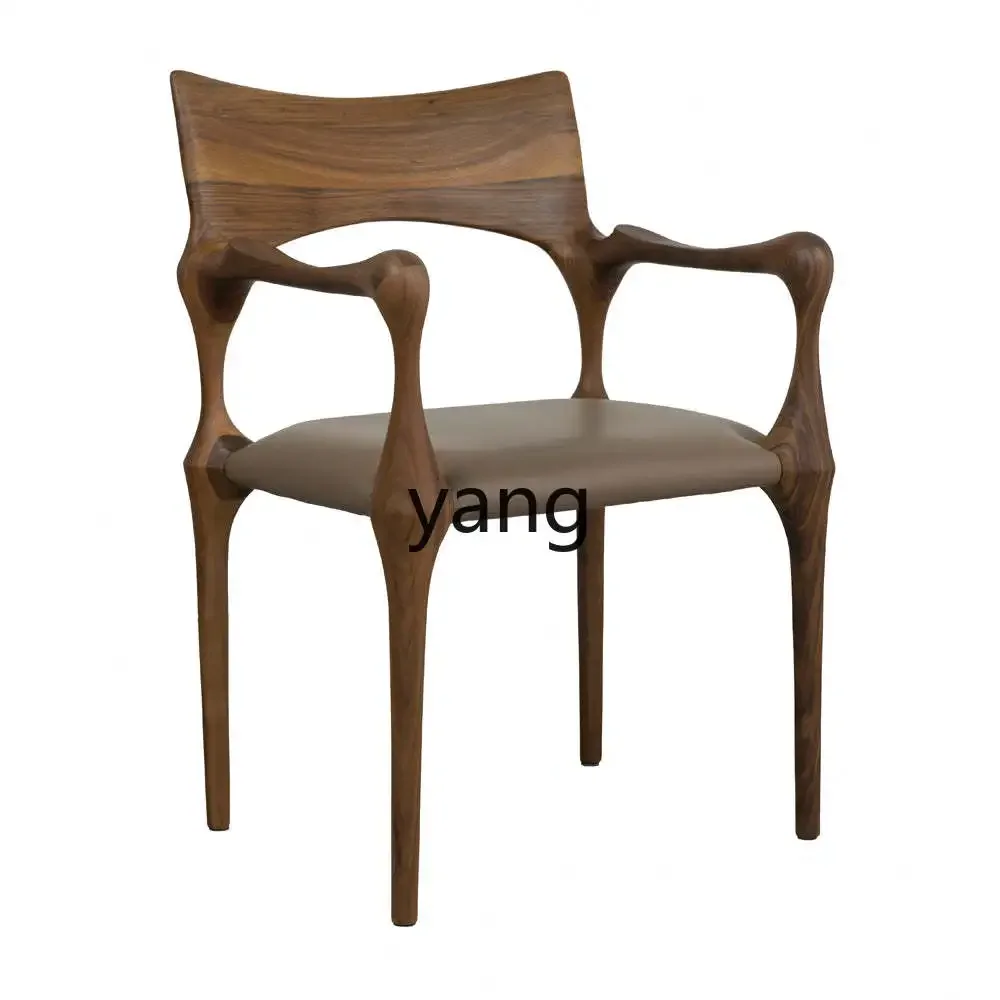 LMM  light luxury solid wood leisure home living room dining chair armrest sofa chair