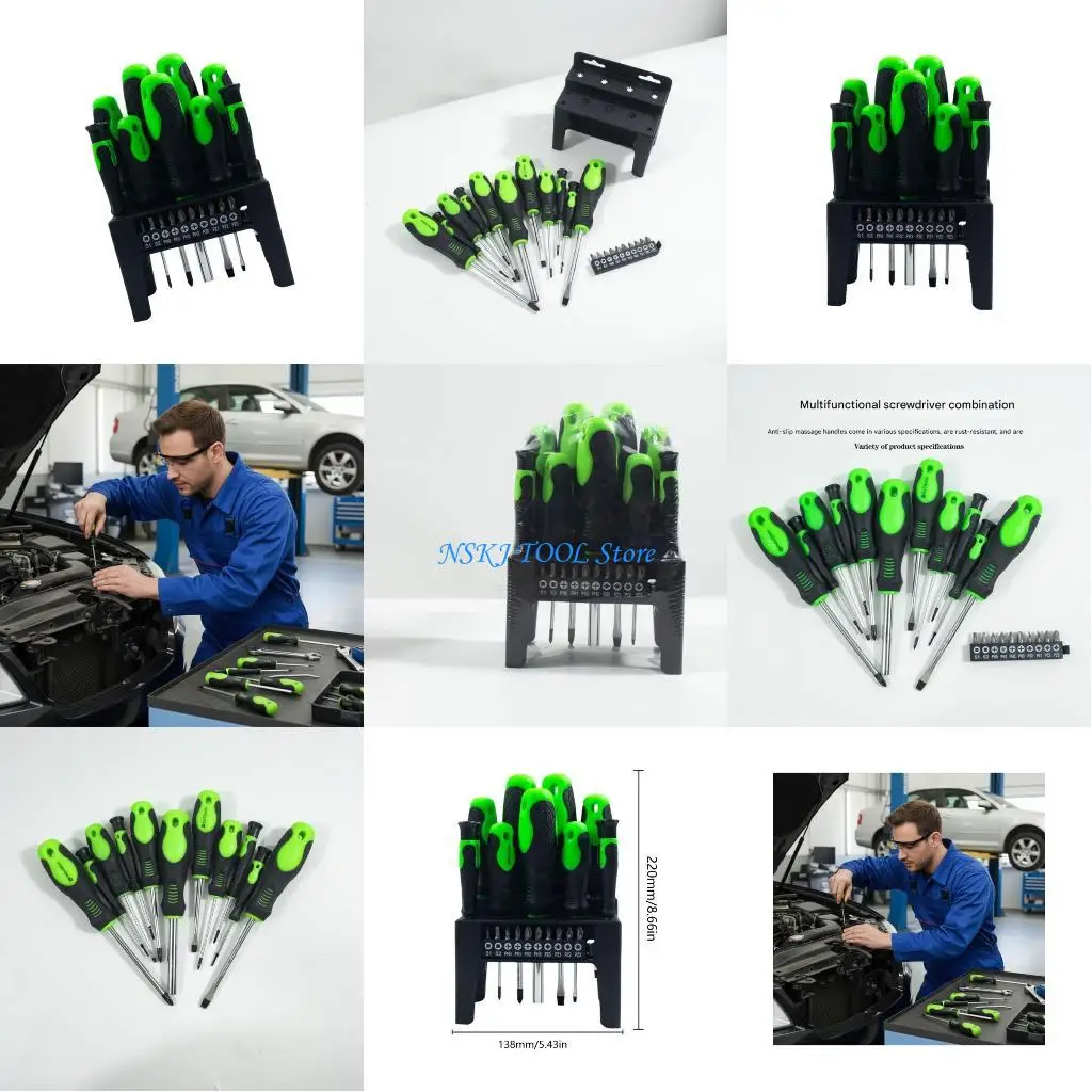 

L8RC Pack of 12 Screwdriver Accessories Set and Nonslip Grip Manual Tool