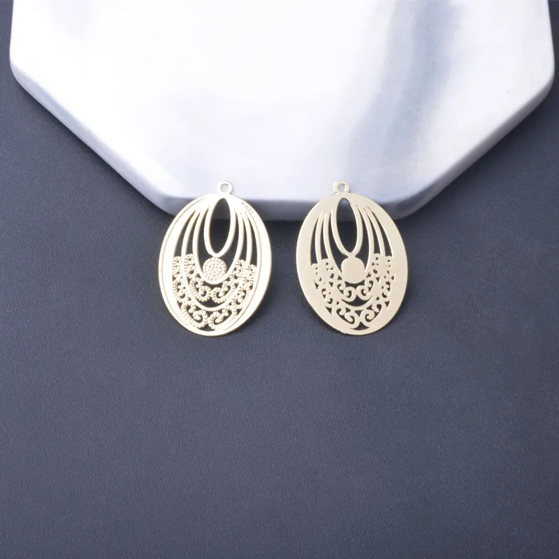 30 Stück AB494 Messing-Schmuckanhänger in Hellgold, ovale Charms für DIY-Ohrringe und Halsketten für Damen – Detail 5