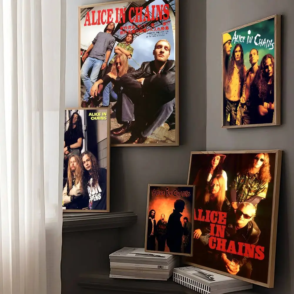 Band A-Alice I-In C-Chains Self-adhesive Art Poster Whitepaper Prints Posters Artwork Aesthetic Art Wall Painting