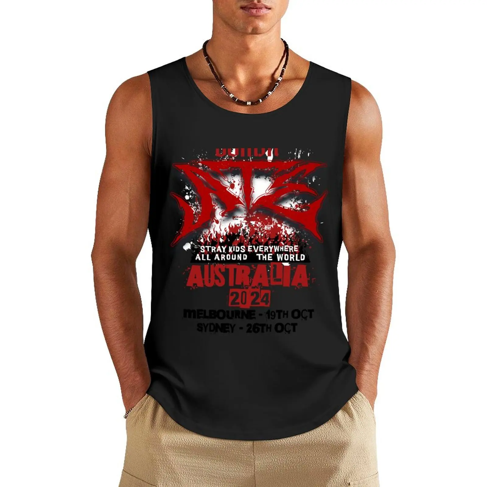 

Domin-ATE Tour Australia 2024 light Tank Top Men's sleeveless gym shirts anime t-shirts Male vest Men's gym clothing