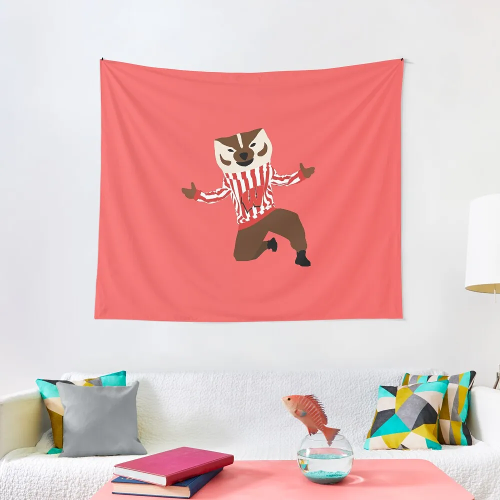 

Bucky Badger - University of Wisconsin Tapestry Wall Decor Hanging Room Decor For Girls Wallpaper Bedroom Tapestry