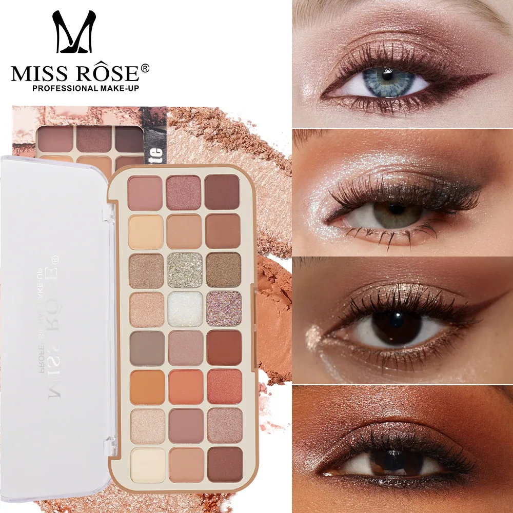 MISS ROSE 24 Colors Eyeshadow Palette - Smudge Proof Shimmer Matte Multi-Color Fashion Eye Shadow Makeup Cosmetic Combination Tr