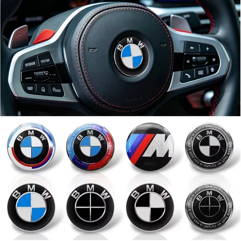 Afbeelding 5: 1 stuk 45mm auto stuurwiel decoratie badge sticker logo voor BMW E30 E34 E36 E39 E46 E52 E53 E60 E61 E62 E70 E71 E83 Auto