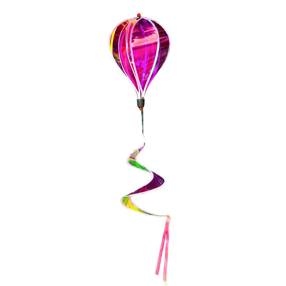 Giant Size Hot Air Balloon Spinners Rainbow Colors Plastic Material Wind Spinners Striped Tie Dye Color-changing Film Pinwheels