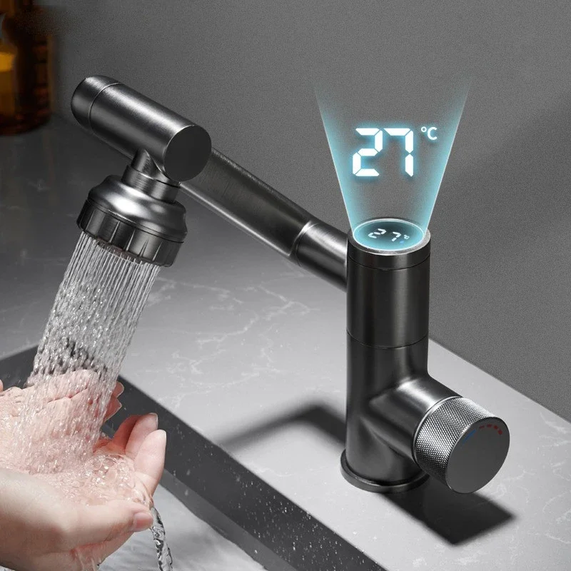 

Luxury High Technology Smart Faucet Multifunctional Cold And Hot Mixer Basin Faucets With Led Digital Display