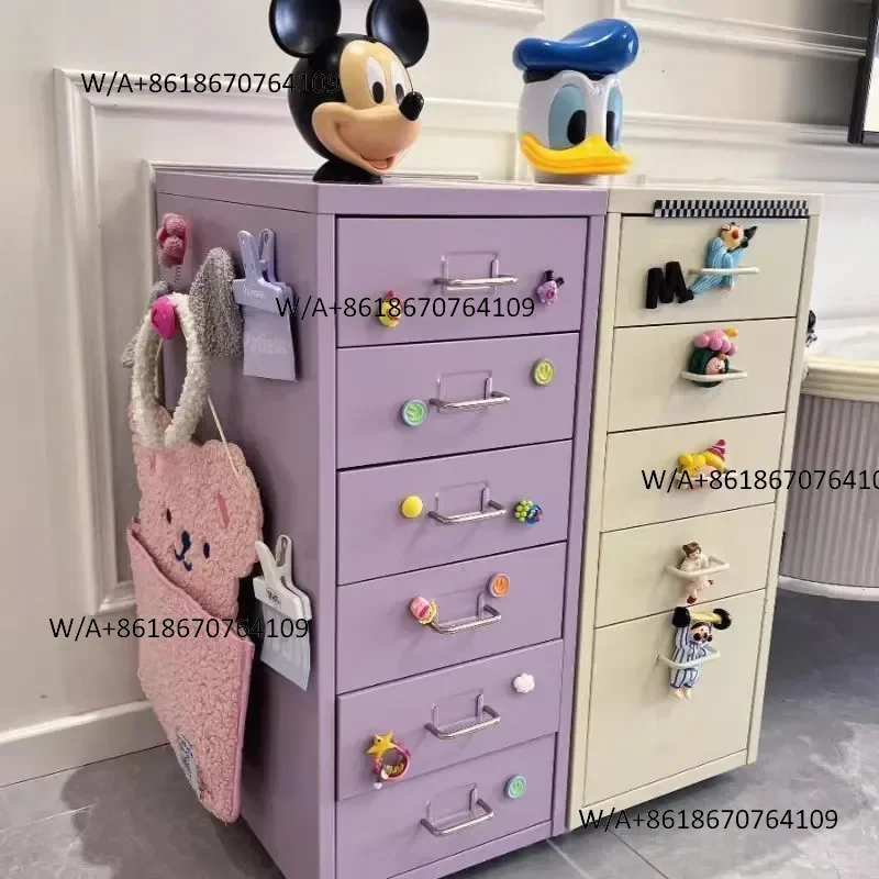 Wrought iron storage cabinet living room bedroom girl multi-layer drawer cabinet girl cute chest floor-to-ceiling combination