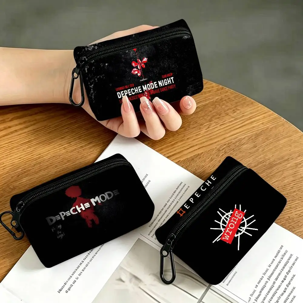 D-Depeche M-Mode Oxford Fabric Mini Coin Wallet Smooth Zipper Hanging Design Multi-use Small Storage Bag For Travel
