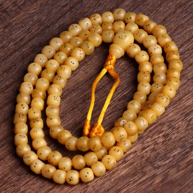 Natural color cow bone dice 108 polished beads bracelets,, pendants, and accessories