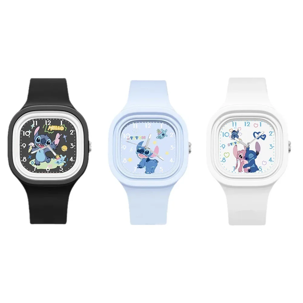 

New Disney Lilo & Stitch Silicone Rubber Watch Square High Quality Feeling Fashion Women's Watchs Holiday Gift