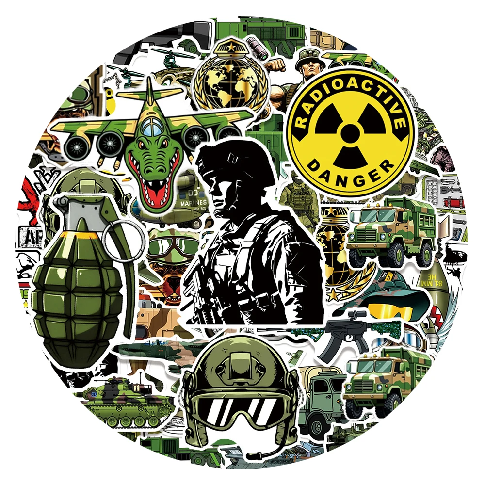สติกเกอร์ลายกราฟฟิตี้ทหารเท่ๆ กันน้ำ 10/30/50 ชิ้น สำหรับตกแต่งมอเตอร์ไซค์ โทรศัพท์ กระเป๋าเดินทาง จักรยาน อุปกรณ์การ์ตูน ฯลฯ